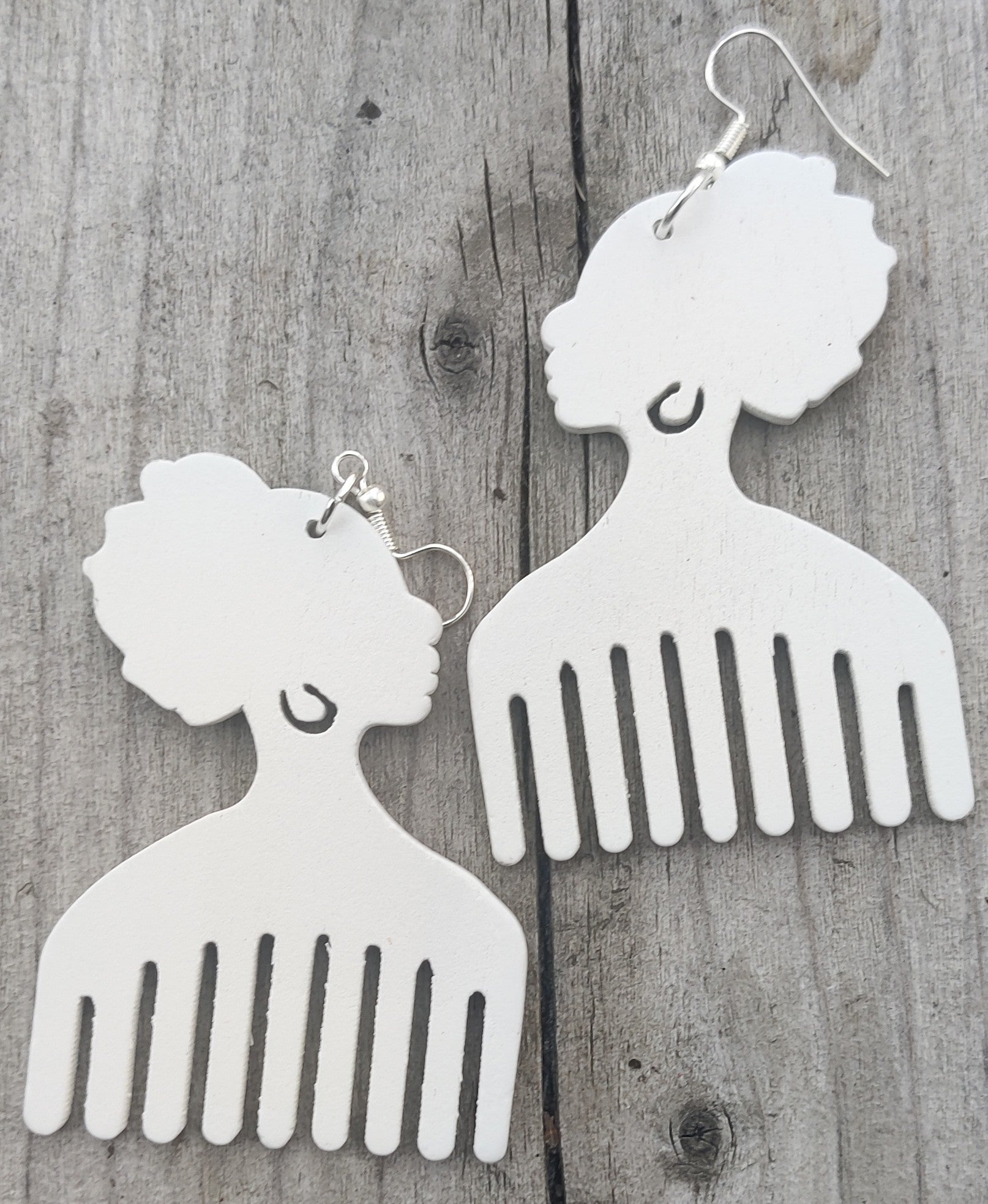 African Wooden Comb Earrings