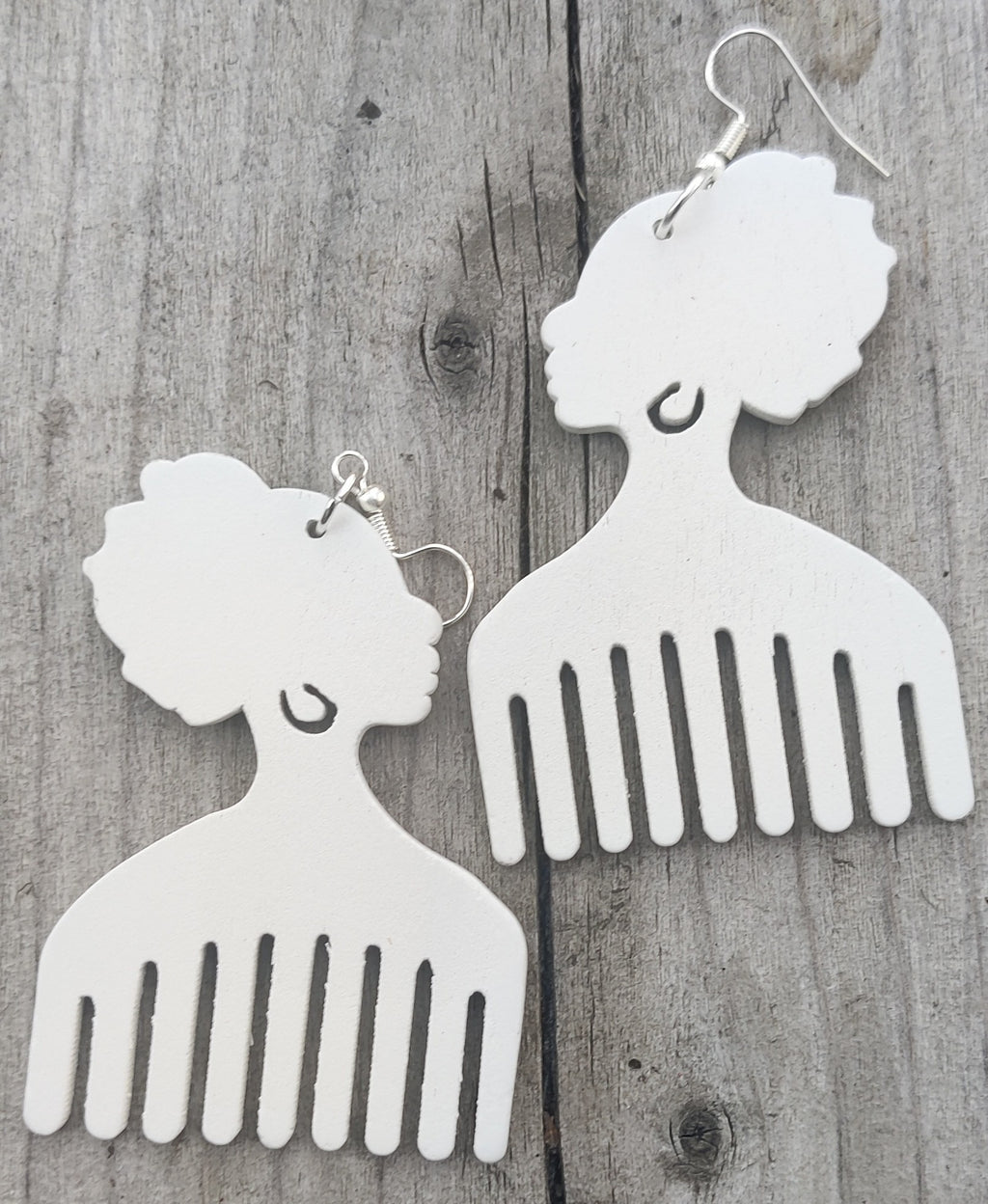 African Wooden Comb Earrings