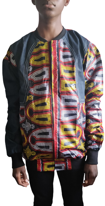 Unisex Toghu Jeans Bomber Jacket / African Bomber Jacket / Ankara Bomber Jacket