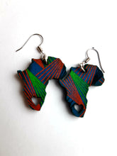 Load image into Gallery viewer, Africa Shaped Shweshwe Earrings