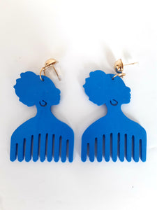 African Wooden Comb Earrings