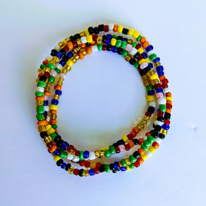 This beautiful waist beads are handmade in Cameroon using glass beads  Approximately 100 cm long with clasps. The beads are used for beauty and for weight loss. They make the waist noticeable and sexy.