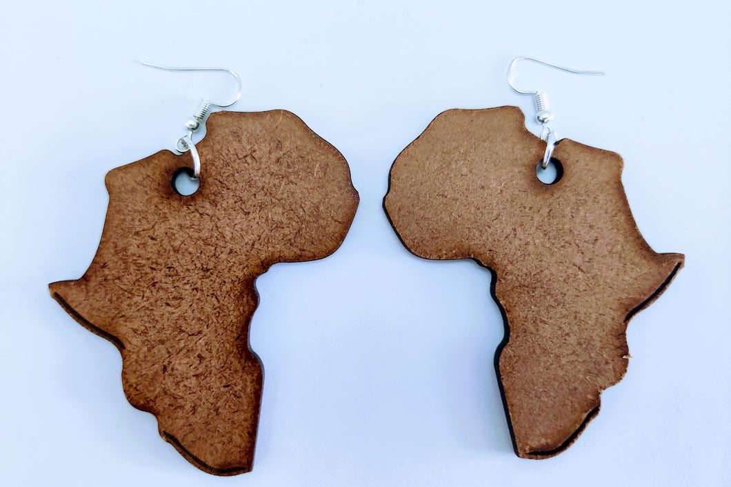 Africa Shaped Wooden Earrings