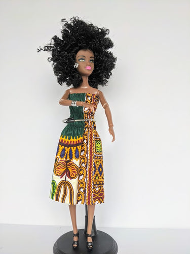 African Doll Outfits - Dashiki Elastic Dress