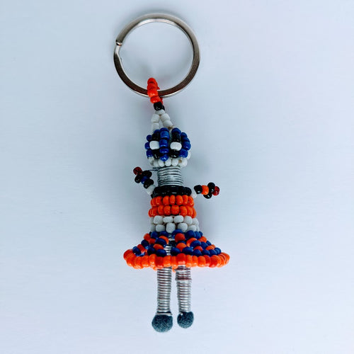 African Beaded Keyring Doll