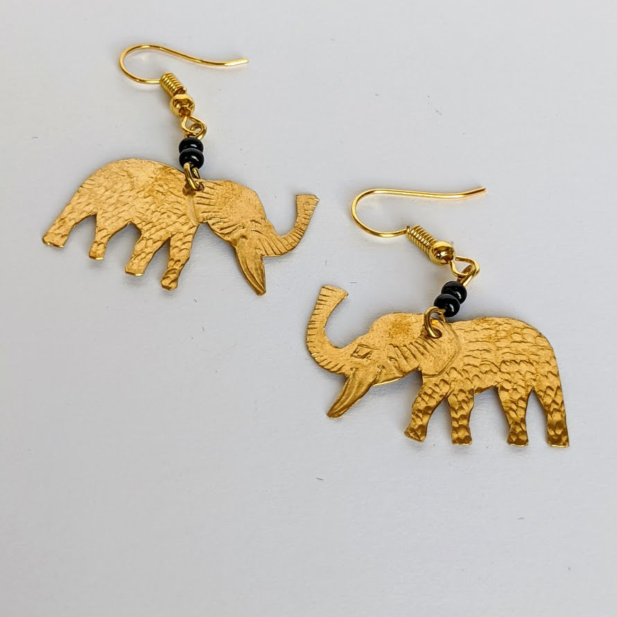Elephant Brass Earring