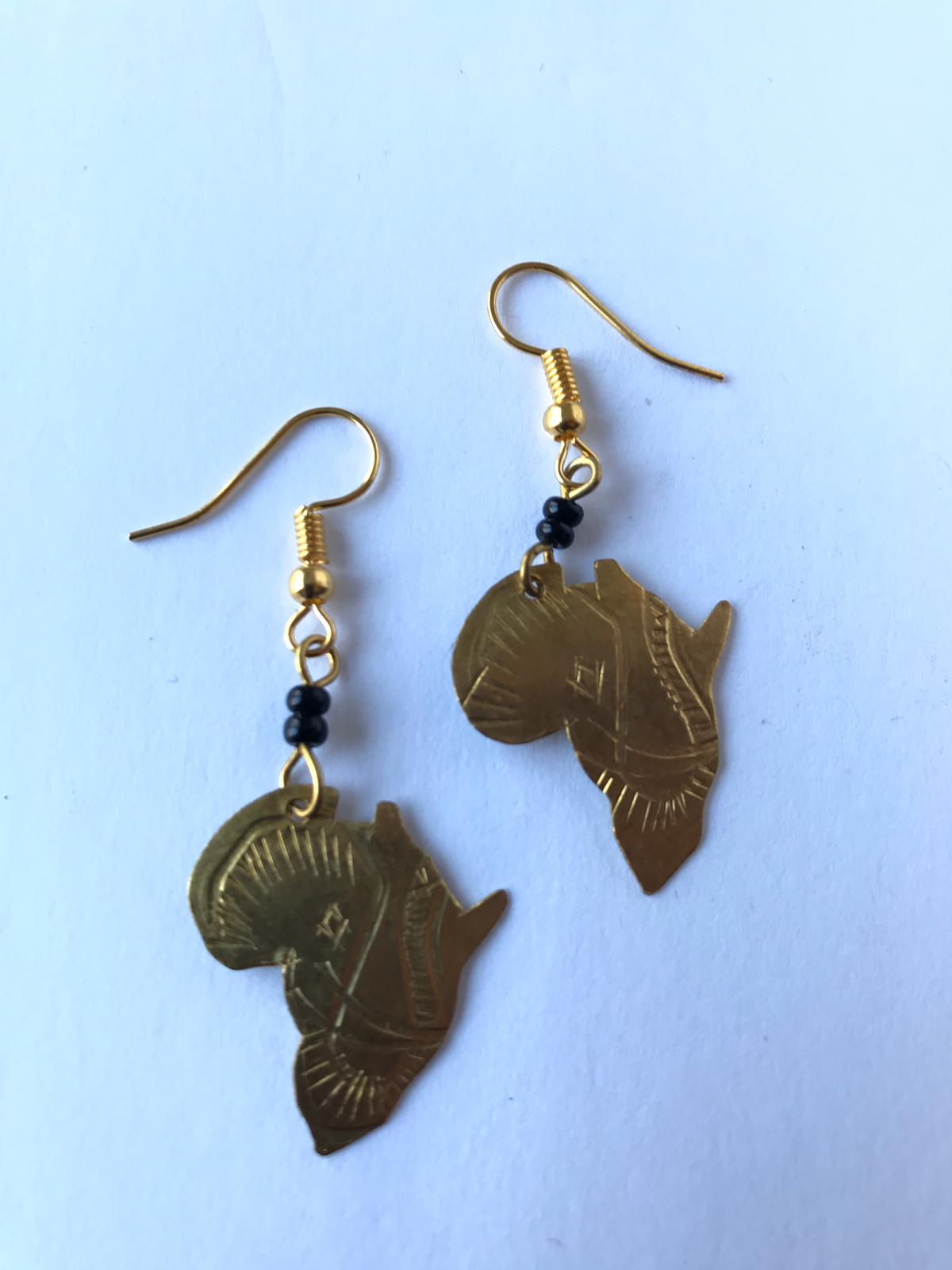 Africa Shaped Brass Earrings