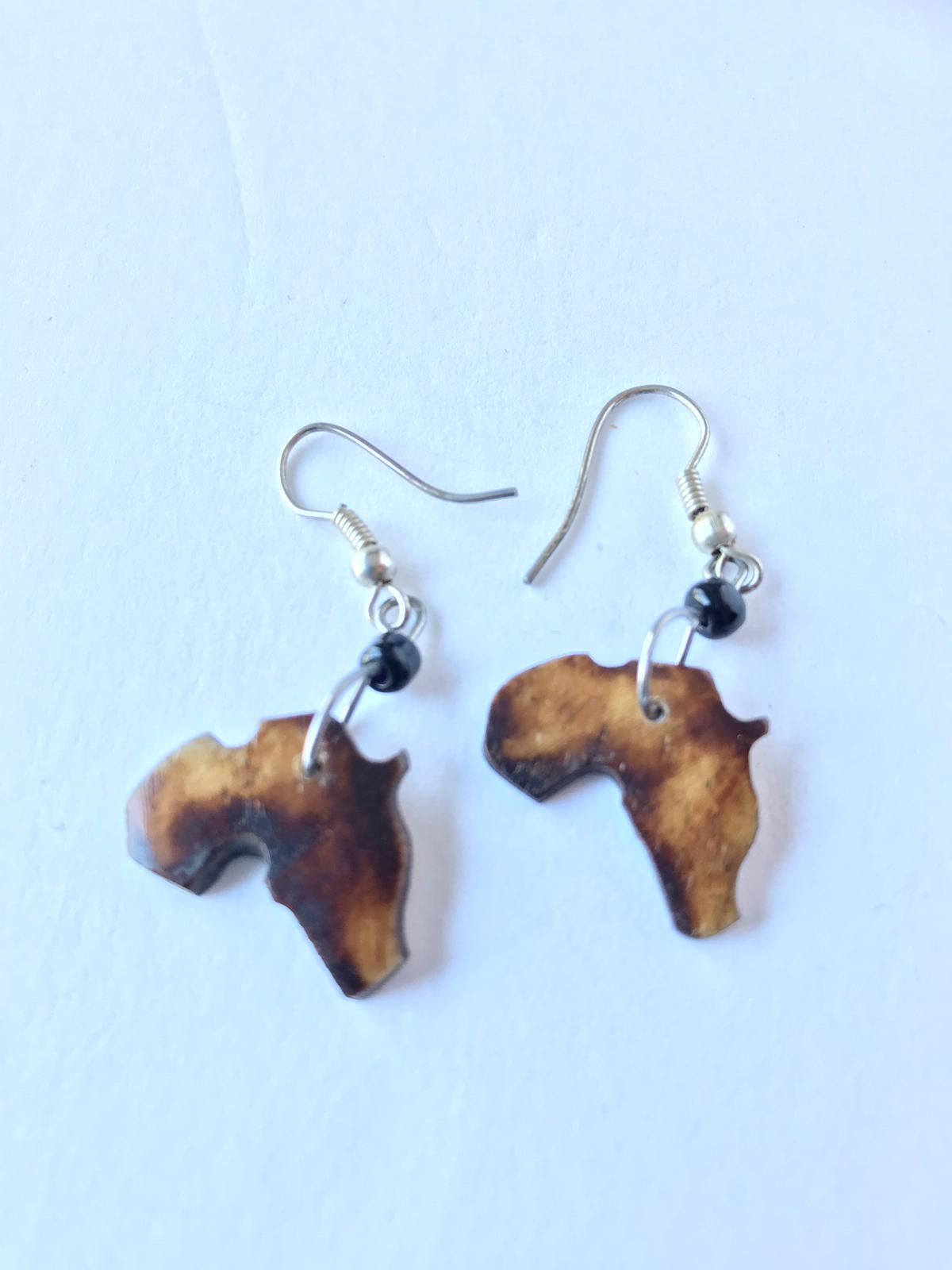 AFRICAN MAP BONE EARRING