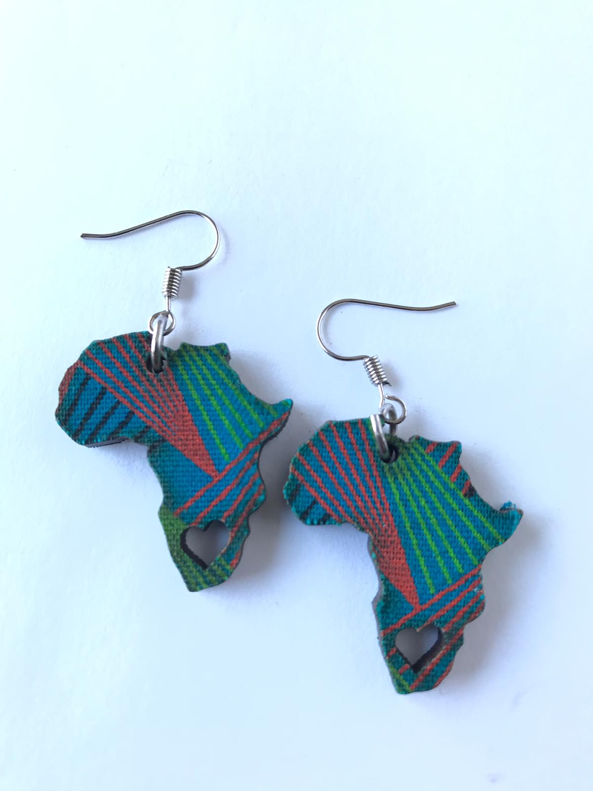 Africa Shaped Shweshwe Earrings