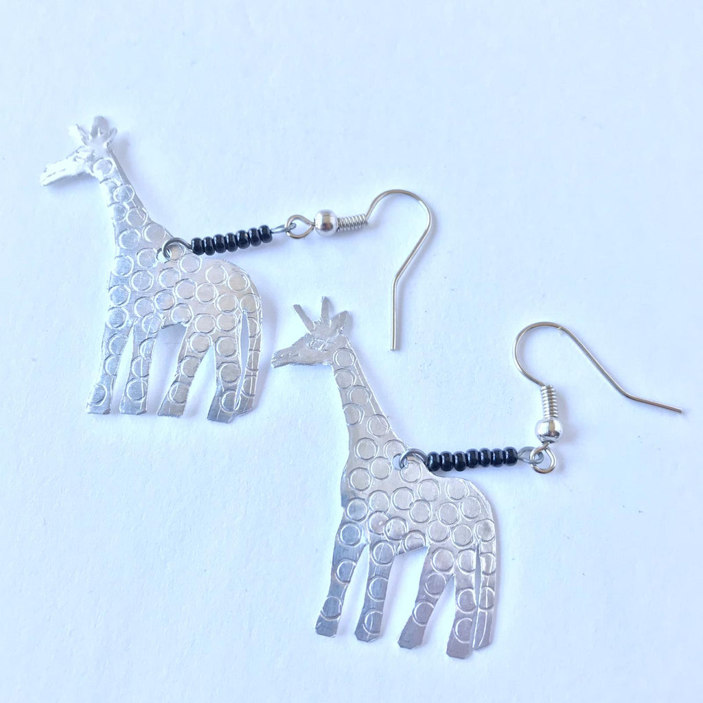 African Brass Giraffe Earring
