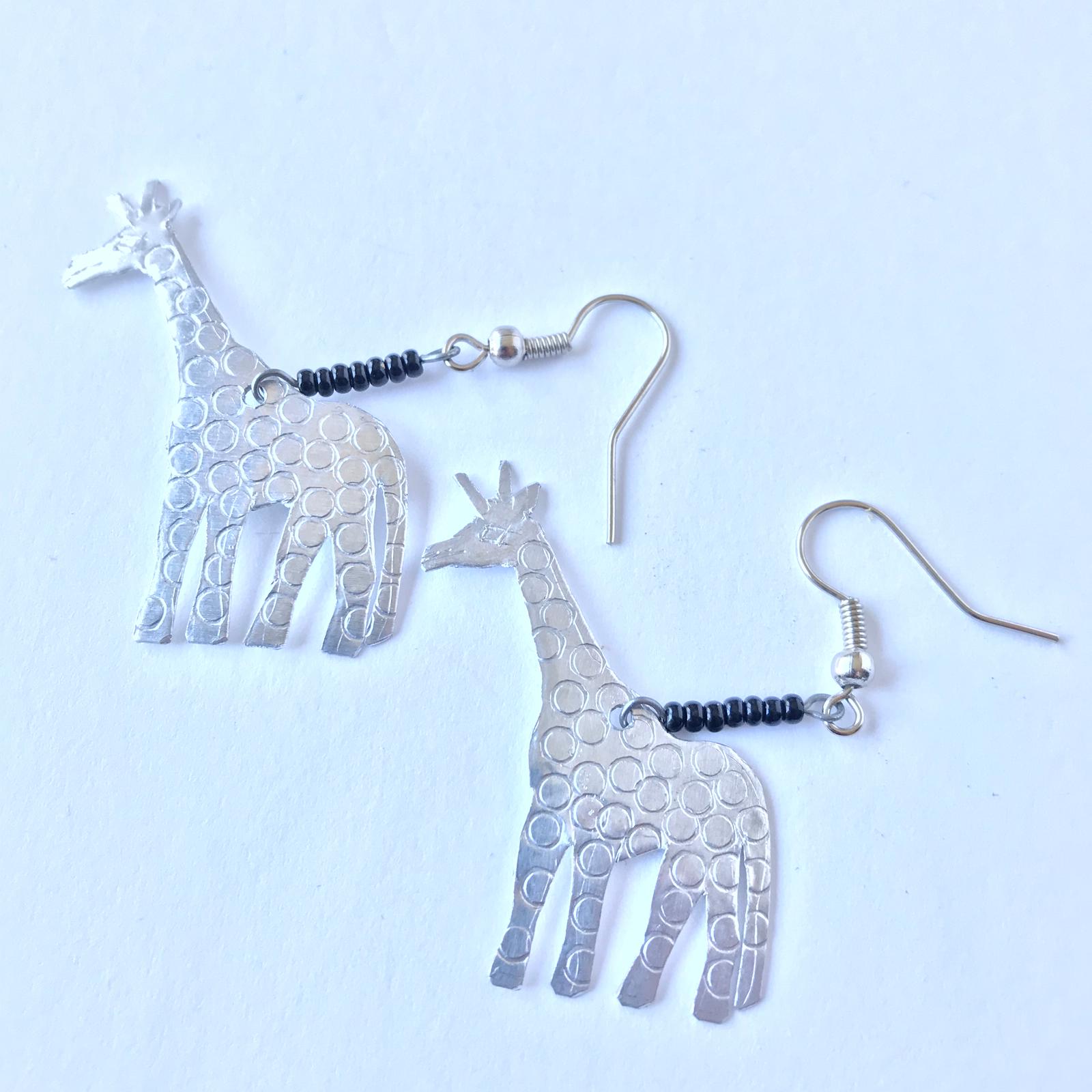 African Brass Giraffe Earring