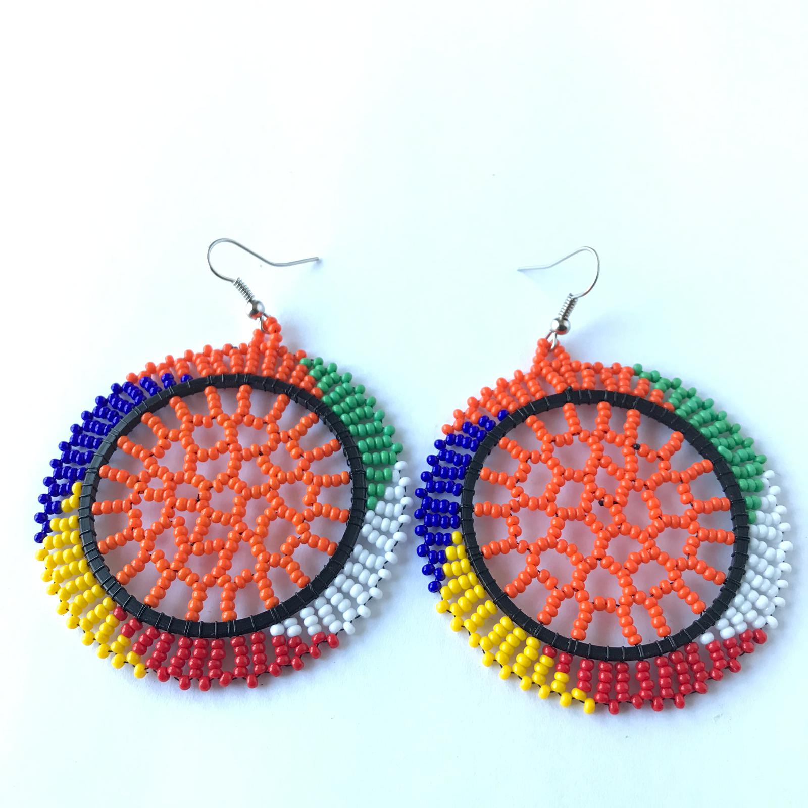 Zulu Beaded Circle Earrings