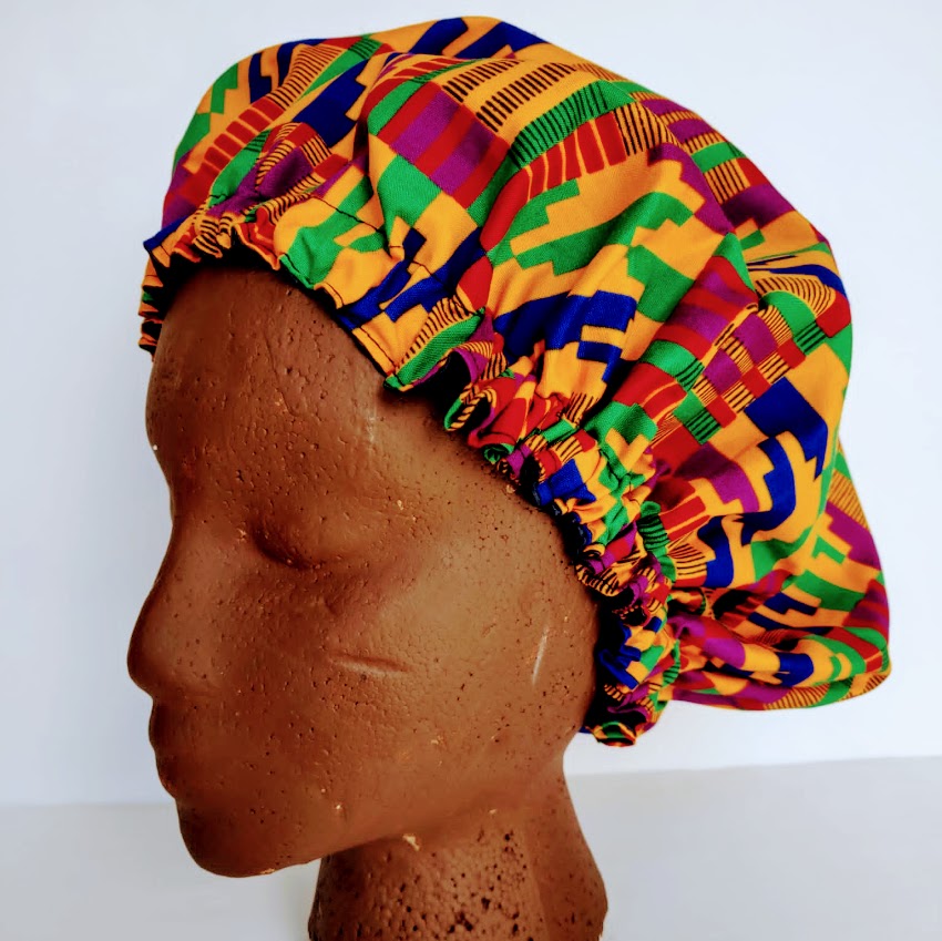 African Print Satin Bonnet