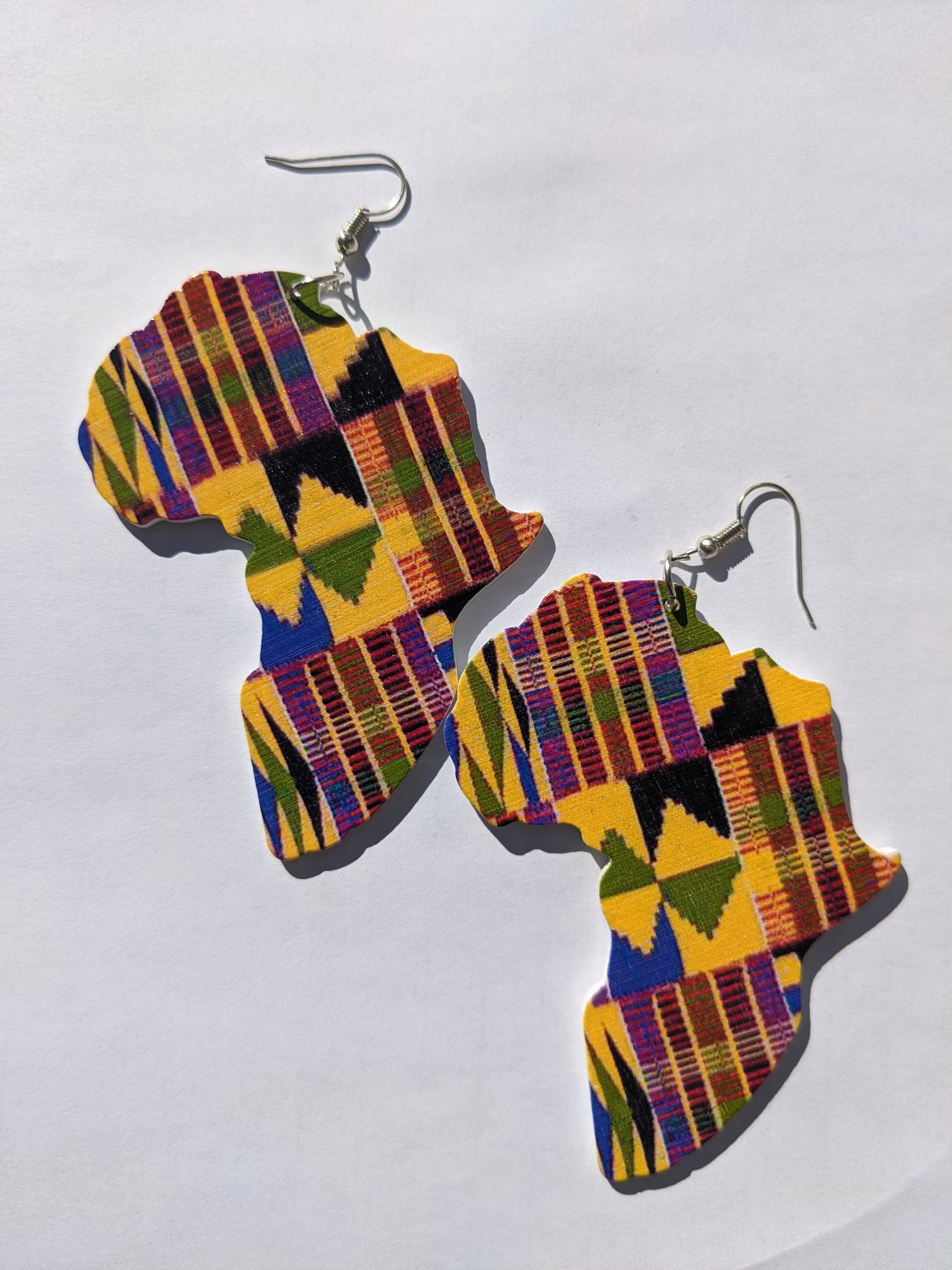Africa Shaped Wooden Colorful Earrings