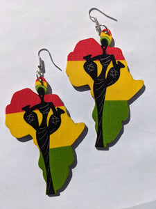 Africa Shaped Wooden Colorful Earrings