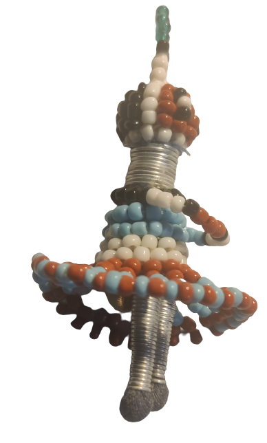 African Beaded Keyring Doll