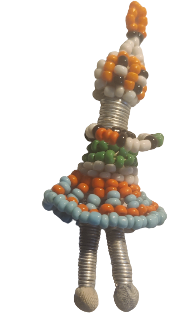 African Beaded Keyring Doll