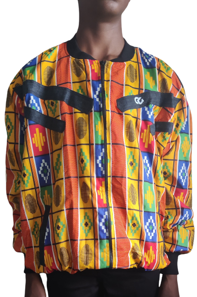 Unisex Kente Jeans Bomber Jacket / African Bomber Jacket / Ankara Bomber Jacket
