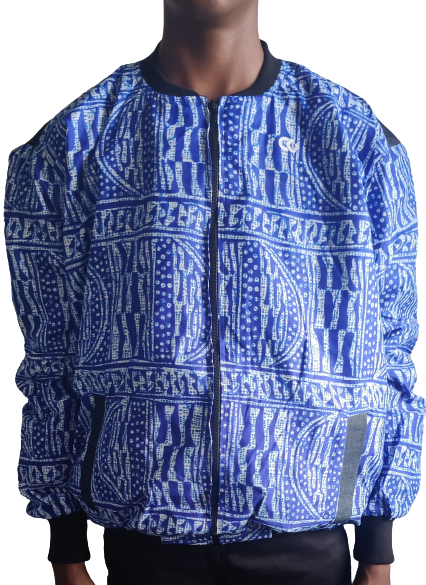 Unisex Ndop Jeans Bomber Jacket / African Bomber Jacket / Ankara Bomber Jacket